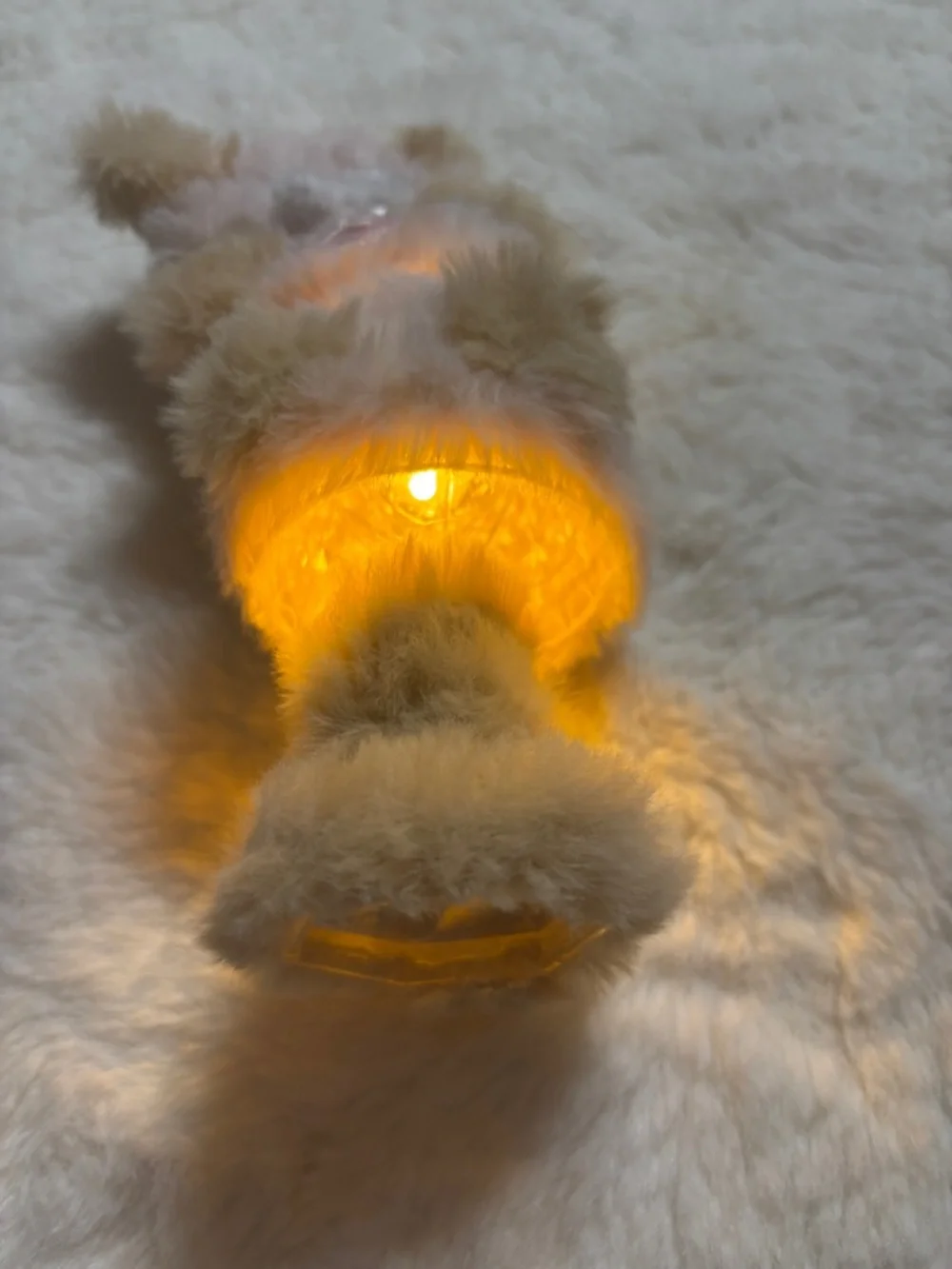 Handmade Lamp Plush Pink and Tan Faux Fur Decorative Accent - Home Art - Picture 5 of 5